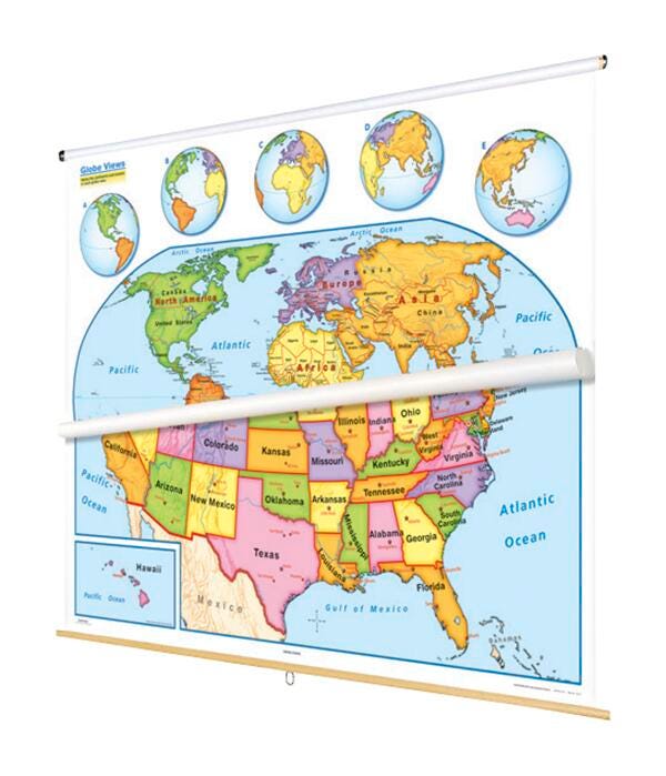 Nystrom First Roller Unites States and World Wall Map Set, Item Number 1398248